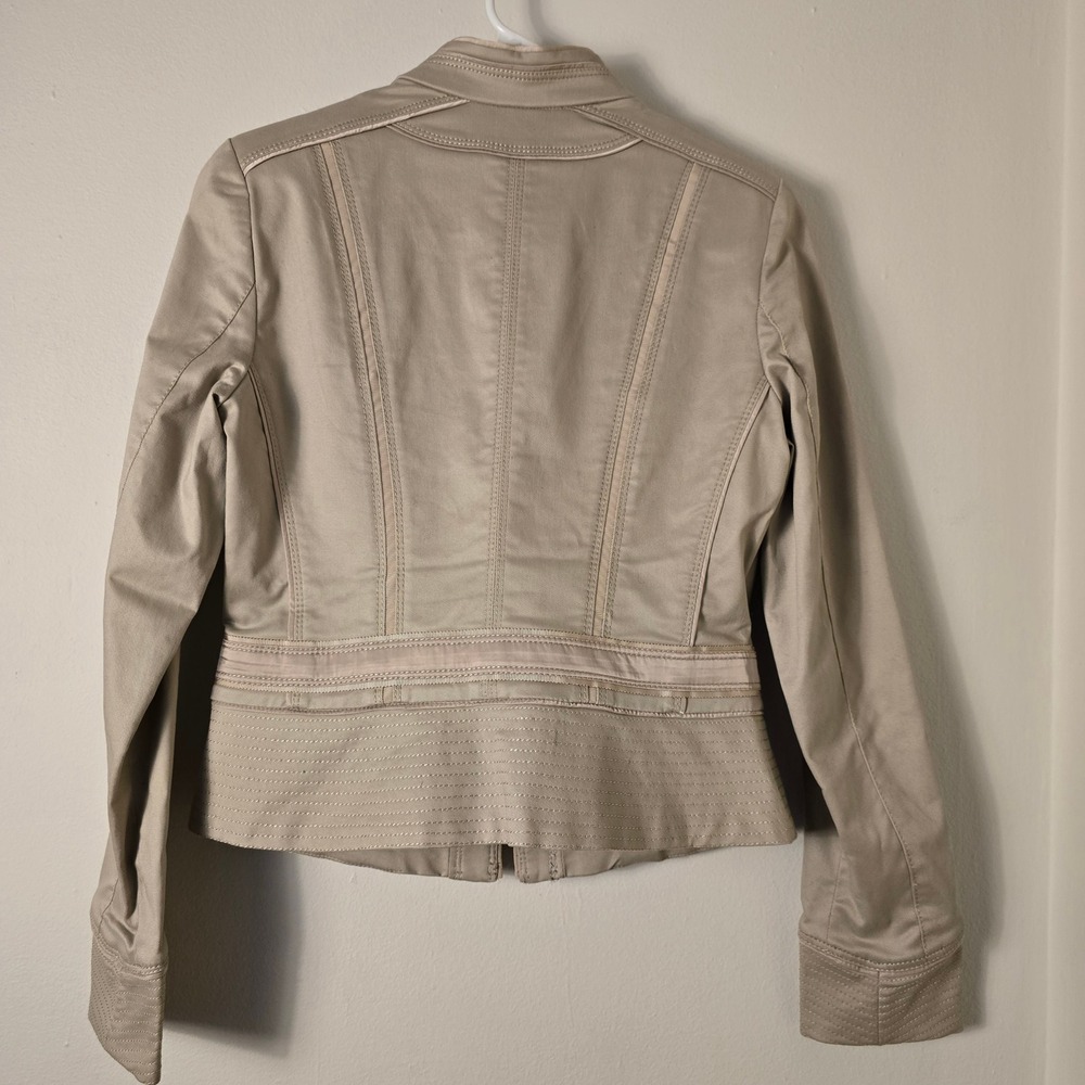 WHBM Jacket White House Black Market V Neck Rhinestones Womens 2 Cream - Picture 4 of 9